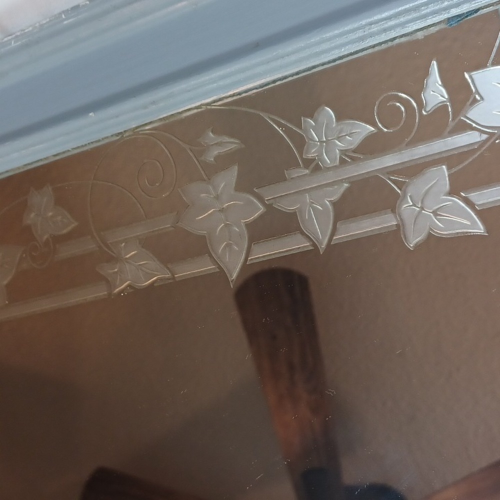 Rectangle Etched Cottagecore VTG Leaf Framed Artsy Mirror - Picture 3 of 10